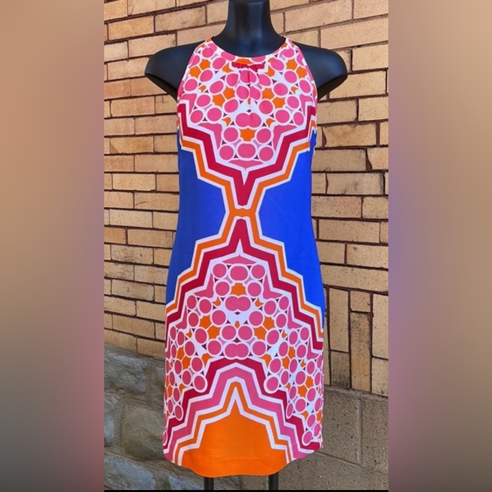 Banana Republic Retro Geometric Halter Shift Dress  Mod Print Size 2